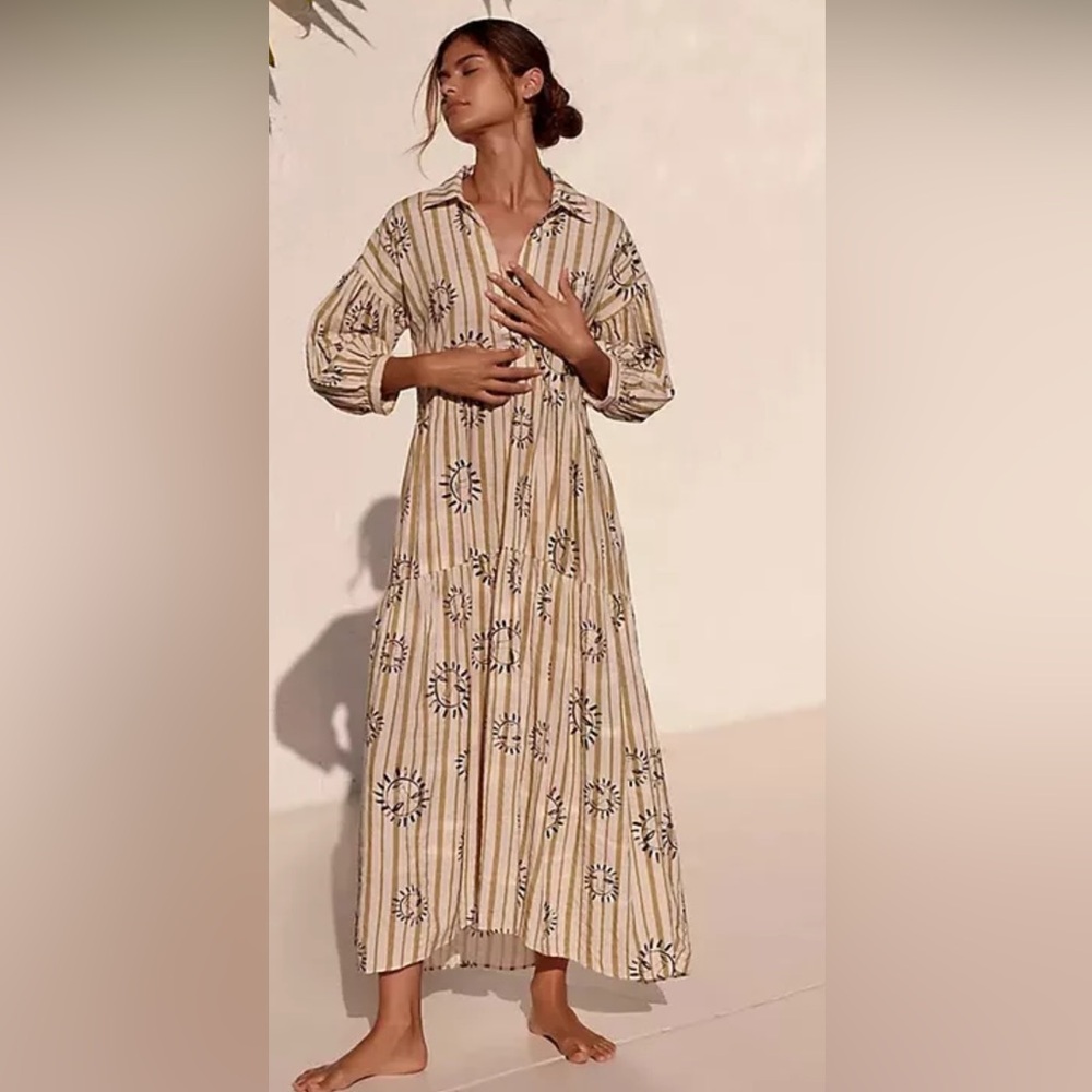 NWT Anthropologie The LouLou Avenue Carolita Printed Tiered Shirt Dress